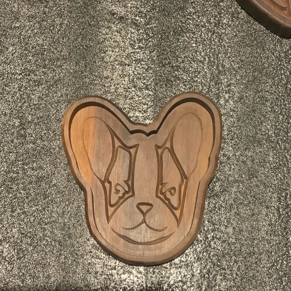 Handmade Walnut French Bulldog Tray – CNC Carved, 7x7 Organic Finish